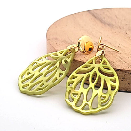 Ohrpendler Perlmutt Blatt klein, hellgrün  - 3