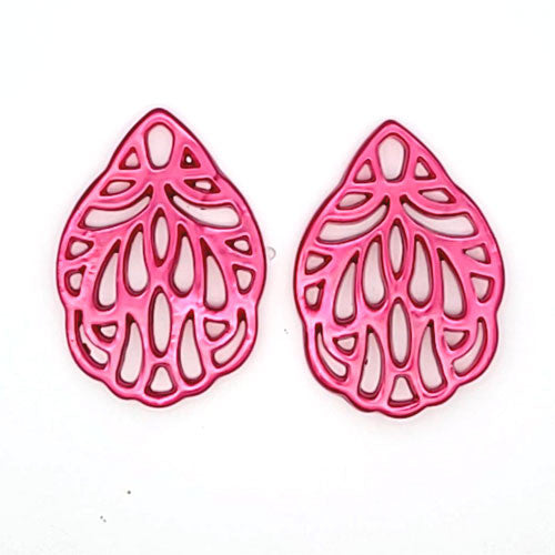 Ohrpendler Perlmutt Blatt klein, pink - 2