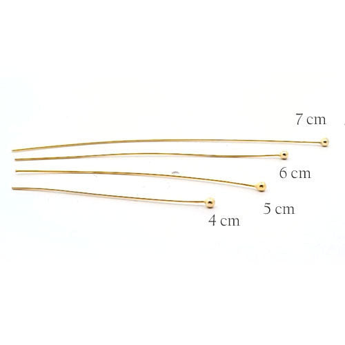 Stifte mit Kugel 0,6/7 cm, Silber vergoldet (10 Stück) - 3