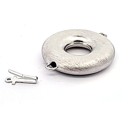 Donut-Schließe rund, silber rhodiniert matt - 3