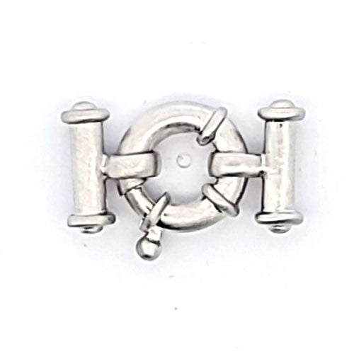 Springring-Schließe mit Steg mehrreihig, silber rhodiniert matt - 2