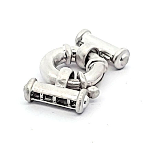 Springring-Schließe mit Steg mehrreihig, silber rhodiniert matt - 3