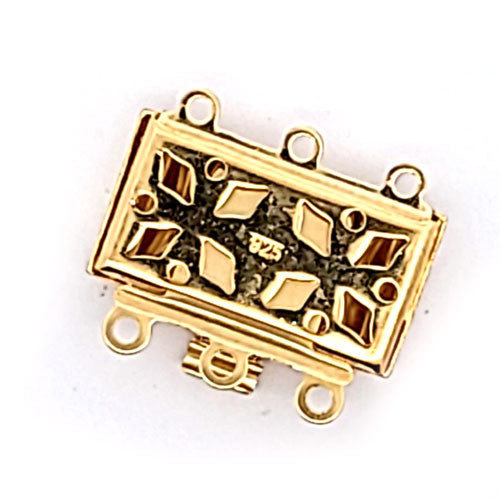 Schmuckschließe Kasten 3-reihig, silber vergoldet - 3