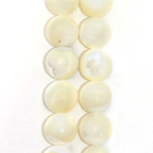 Perlmutt weiß, Kugelstrang 10mm facettiert - 1
