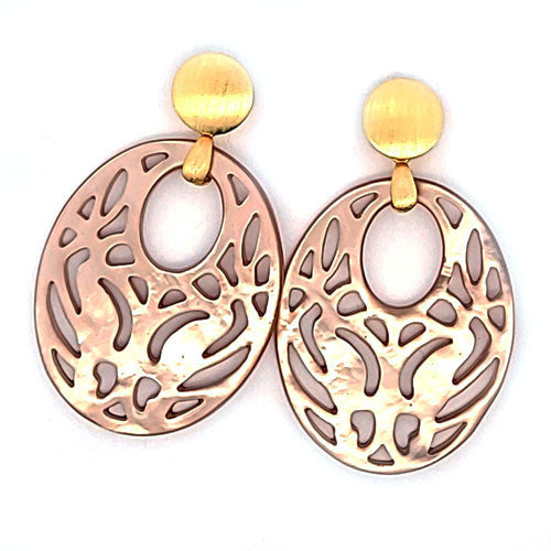 Ohrpendler Perlmutt Oval, beige - 1