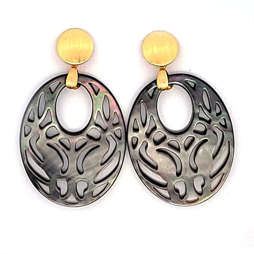 Ohrpendler Perlmutt Oval, Tahiti - 1