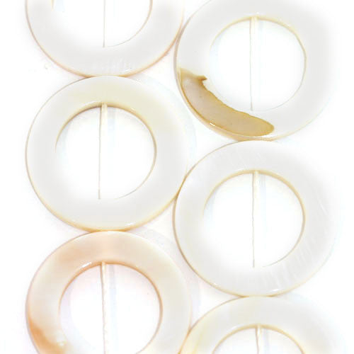 Perlmutt weiß, Strang rund mit Loch 25mm - 1