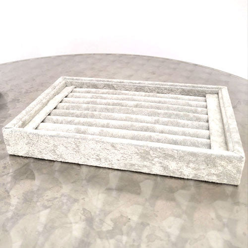 Dekoaufsteller für Ringe, Velourlederimitat grau - 3