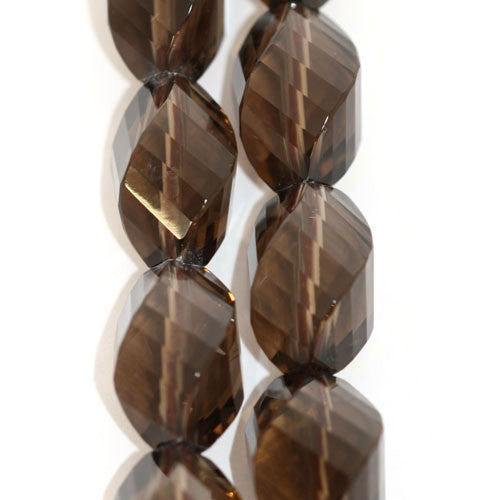 Rauchquarz, Strang Twist facettiert 9 x 14mm - 1