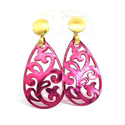 Ohrpendler Perlmutt Tropfen, pink - 1