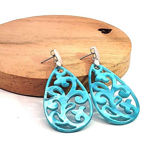 Ohrpendler Perlmutt Tropfen, helltürkis - 3