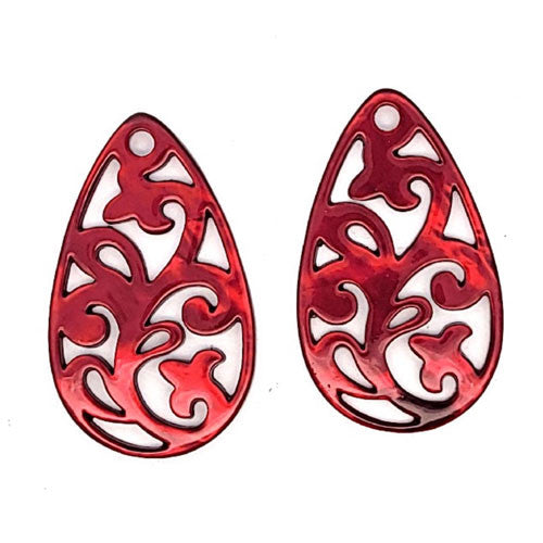 Ohrpendler Perlmutt Tropfen, burgunderrot - 3