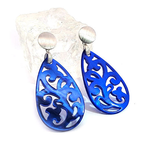 Ohrpendler Perlmutt Tropfen, azurblau - 2