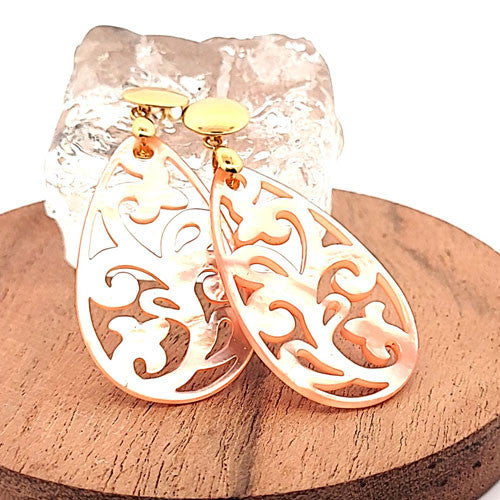 Ohrpendler Perlmutt Tropfen, peach - 7
