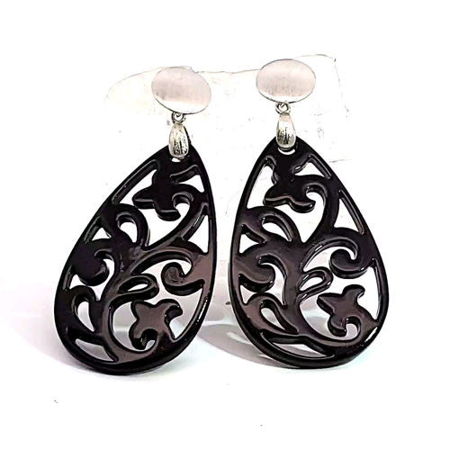 Ohrpendler Perlmutt Tropfen, schwarz - 5