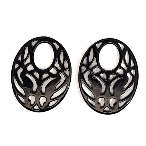 Ohrpendler Perlmutt Oval, schwarz - 2