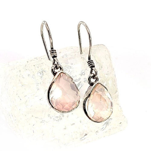 Ohrringe Rosenquarz facettiert - 2
