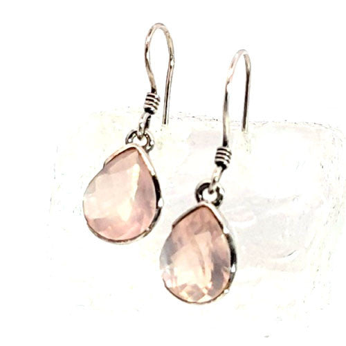 Ohrringe Rosenquarz facettiert - 4
