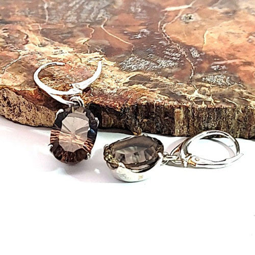 Ohrringe Rauchquarz facettiert - 2