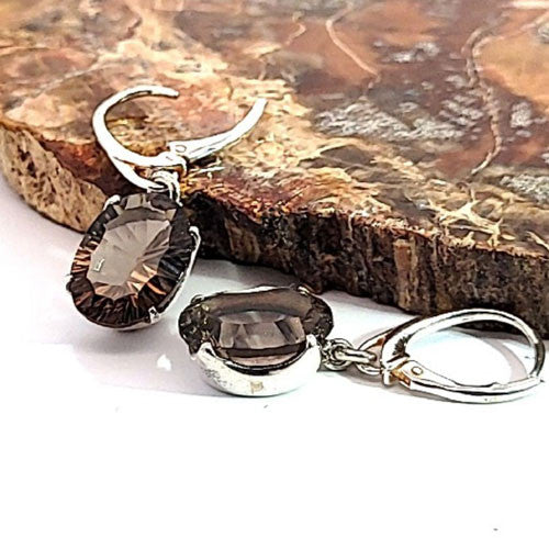 Ohrringe Rauchquarz facettiert - 3