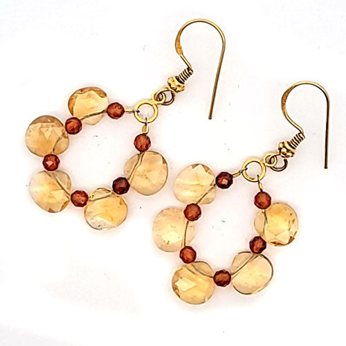 Ohrringe Bohemian mit Zitrin und Granat - 2