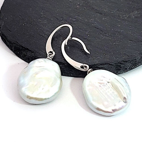 Ohrhänger Perle Big Baroque silber rhodiniert - 2