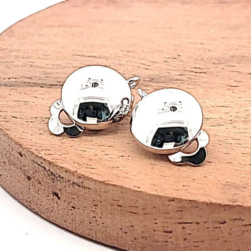 Ohrclipspatent rund 12 mm, Silber rhodiniert Steindesign - 4