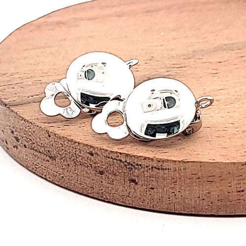 Ohrclipspatent rund 14 mm, Silber rhodiniert Steindesign - 4