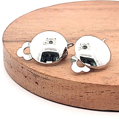 Ohrclipspatent rund 16 mm, Silber rhodiniert Steindesign - 4