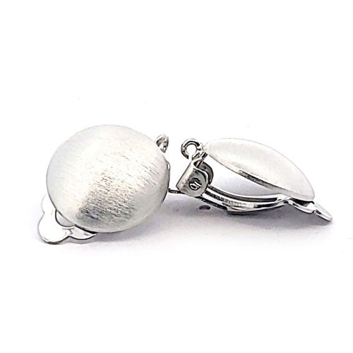 Ohrclipspatent rund 16 mm, Silber rhodiniert matt Steindesign - 2