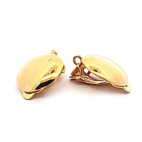 Ohrclipspatent rund 16 mm, Silber vergoldet Steindesign - 2