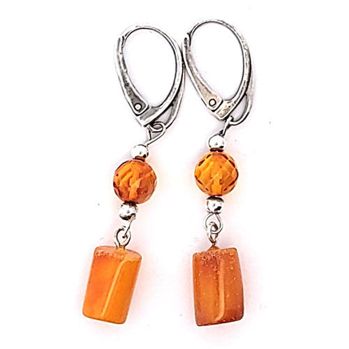 Bernstein Ohrhänger mit Silber Brisur - 3