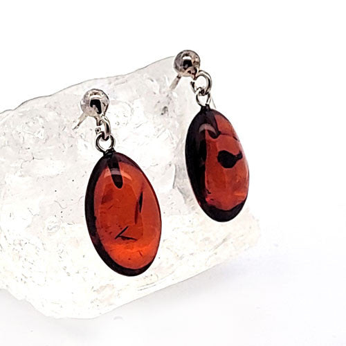 Bernstein Ohrhänger mit Silberstecker - 2