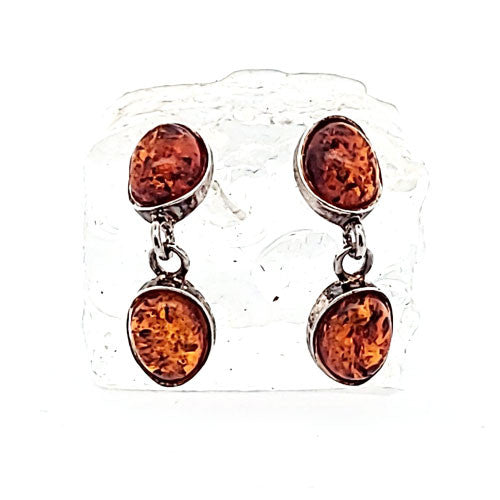 Bernstein Ohrhänger Silber mit Stecker - 3