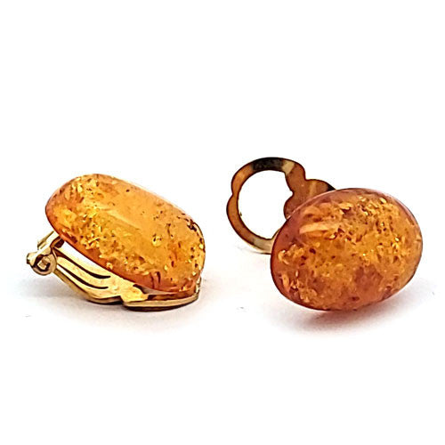 Bernstein Ohrclips silber vergoldet - 2