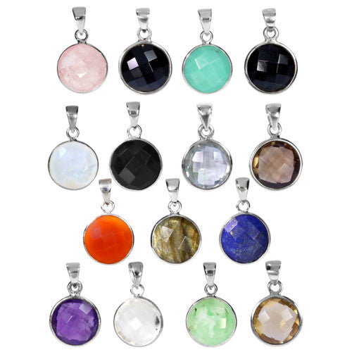 Rosenquarz Edelsteinanhänger rund facettiert Steindesign - 3