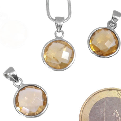 Zitrin Edelstein Anhänger rund facettiert Steindesign - 2