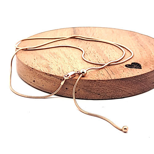 Schlangenkette - stufenlos verstellbar, 925 Silber rosé vergoldet Steindesign - 2