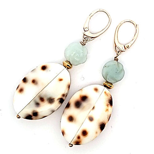 Ohrhänger Muschel mit Amazonit Steindesign - 1