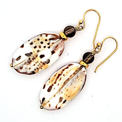 Ohrhänger Muschel mit Rauchquarz - 1