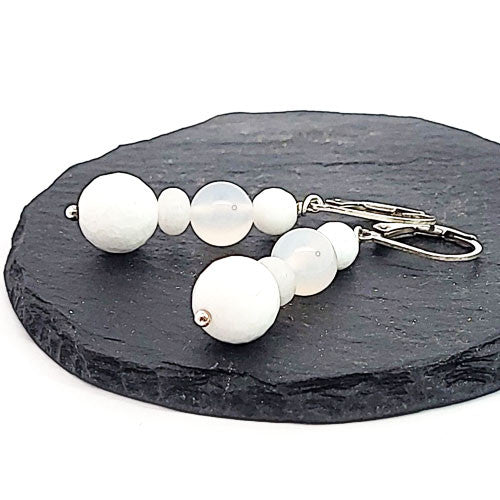 Ohrhänger Achat weiß - 2