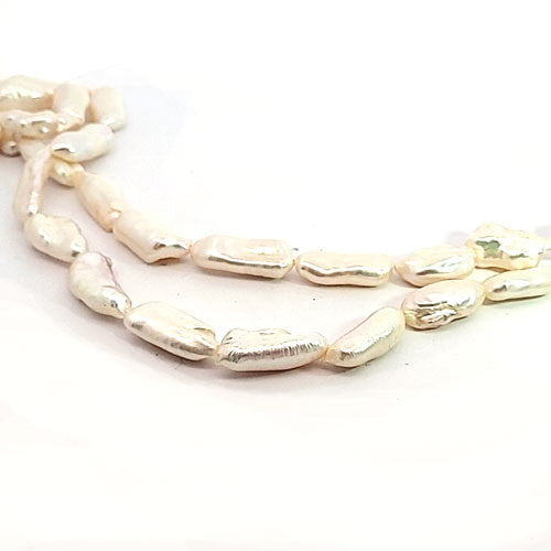 Perle weiß, Strang Fancy 10 x 20 mm - 1