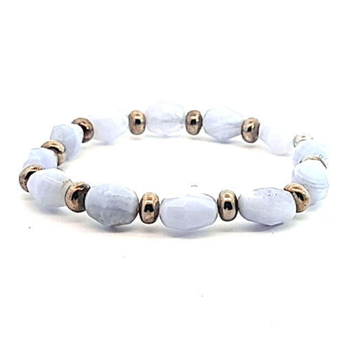 Chalzedon Armband mit Silberelementen patiniert Steindesign - 2