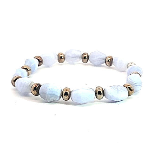 Chalzedon Armband mit Silberelementen patiniert Steindesign - 3