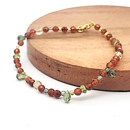 Bohemian Design Armband Granat orange, Apatit grün und Zitrin Steindesign - 3