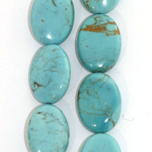 Türkis, Strang oval flach 12 x 16mm - 1