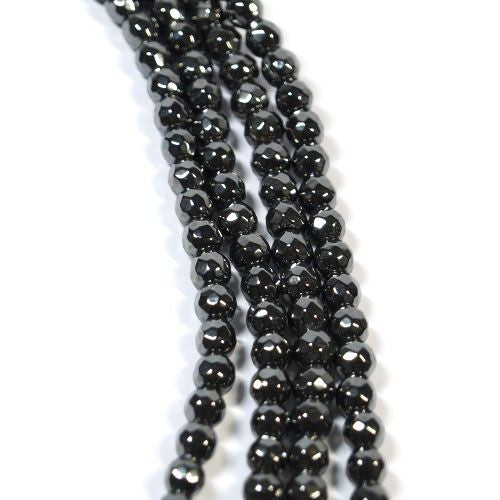 Hämatit Kugelstrang 6mm facettiert - 1
