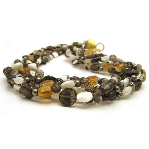 Collier Rauchquarz-Zitrin-Perlmutt-Pyrit - 2