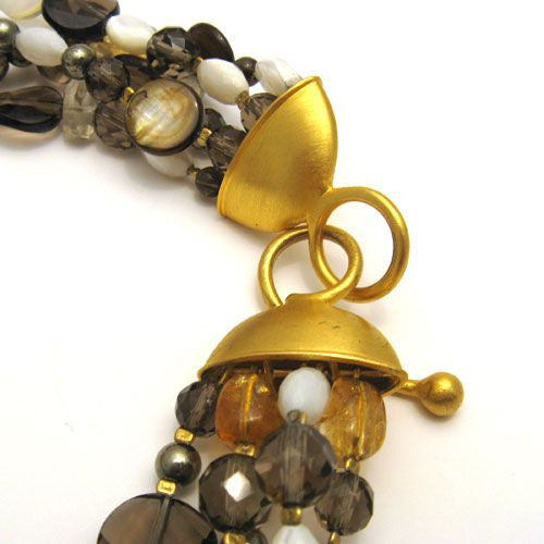 Collier Rauchquarz-Zitrin-Perlmutt-Pyrit - 3