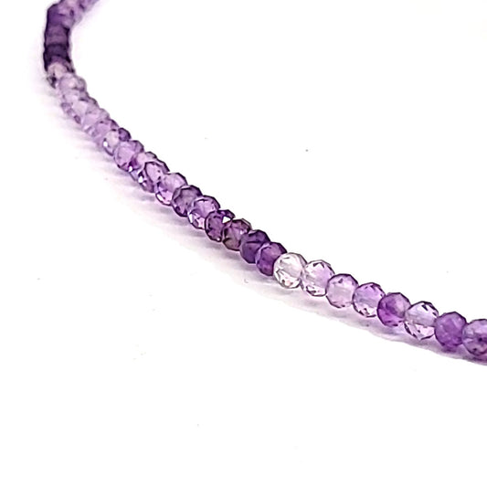 Collana di perle di ametista sfaccettata da 3 mm